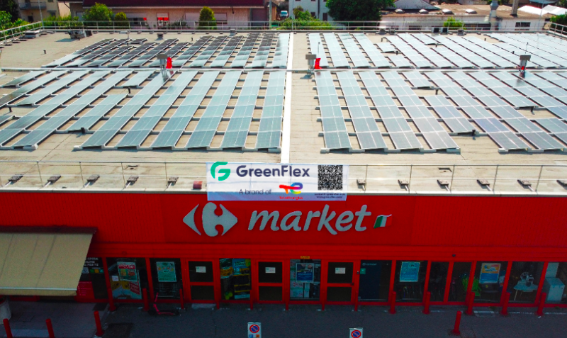 GreenFlex installa un impianto fotovoltaico a Rho (Milano) in un supermercato Carrefour